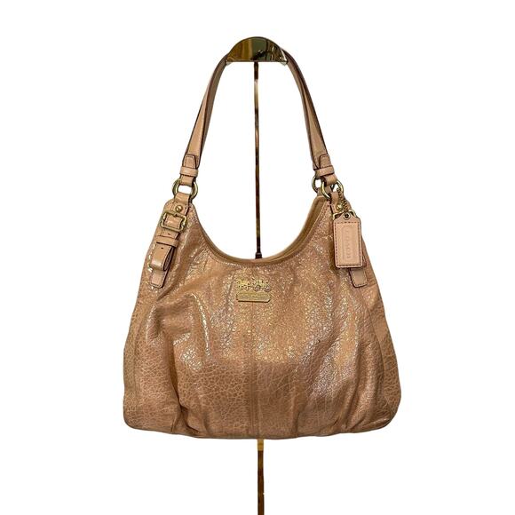 Coach Handbags - COACH Hobo Shoulder Bag Madison Gold Metallic Pebble Leather Tan